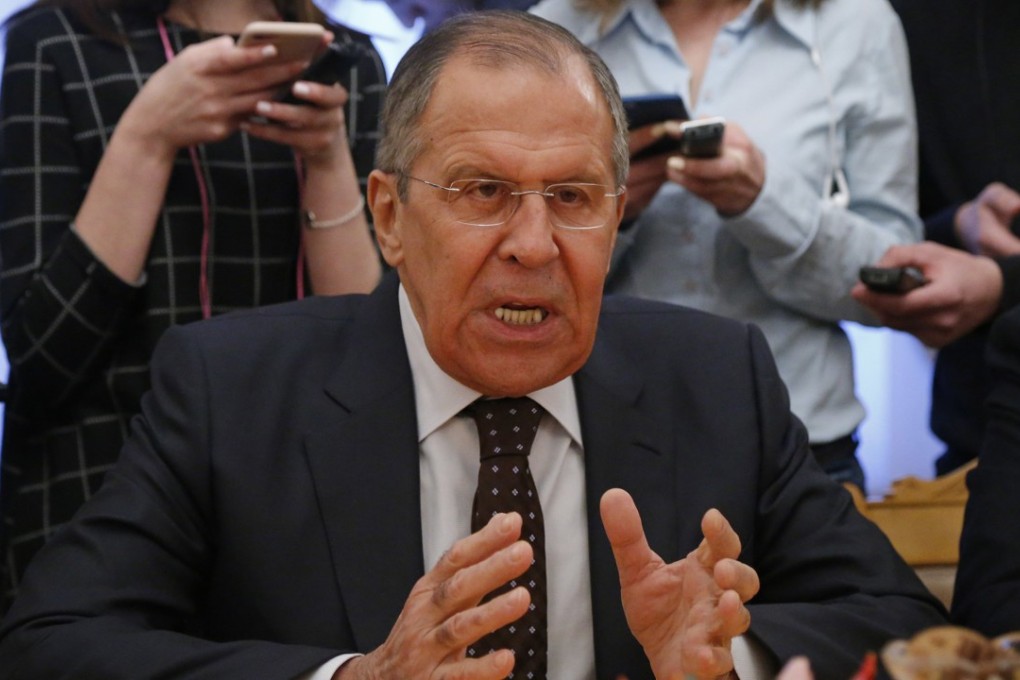 Russian Foreign Minister Sergei Lavrov is seen in a meeting with a South Korean official on Monday. The Russian Foreign Ministry has threatened retaliation against the UK for expelling its diplomats from Britain. File photo: Pool via EPA-EFE