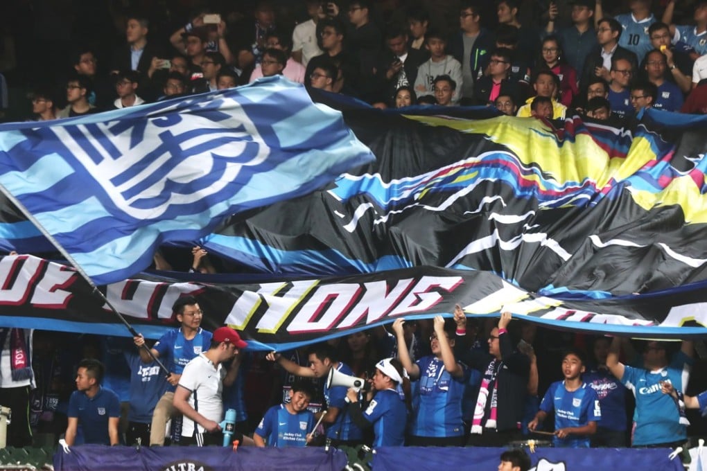 Fans cheer Kitchee on before they play Jeonbuk in the Champions League. Photo: Jonathan Wong