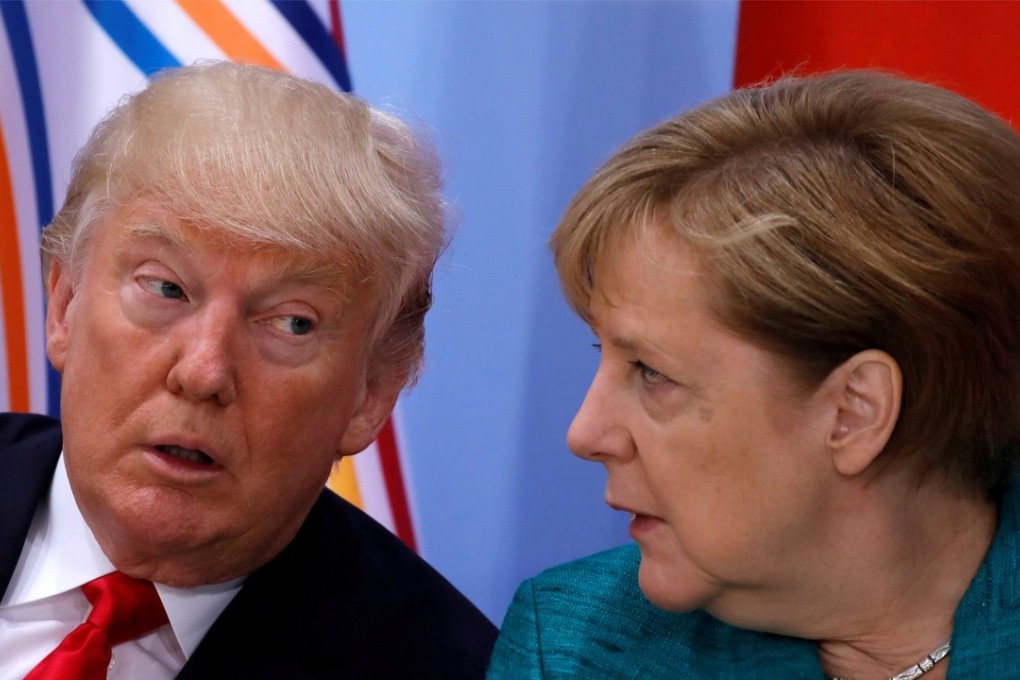US President Donald Trump and German Chancellor Angela Merkel attend the Women's Entrepreneurship Finance event during the G20 leaders summit in Hamburg, Germany, on July 8, 2017. A meeting of G20 financial representatives will see the US trying to unite allies against China, an official has said. File photo: Reuters