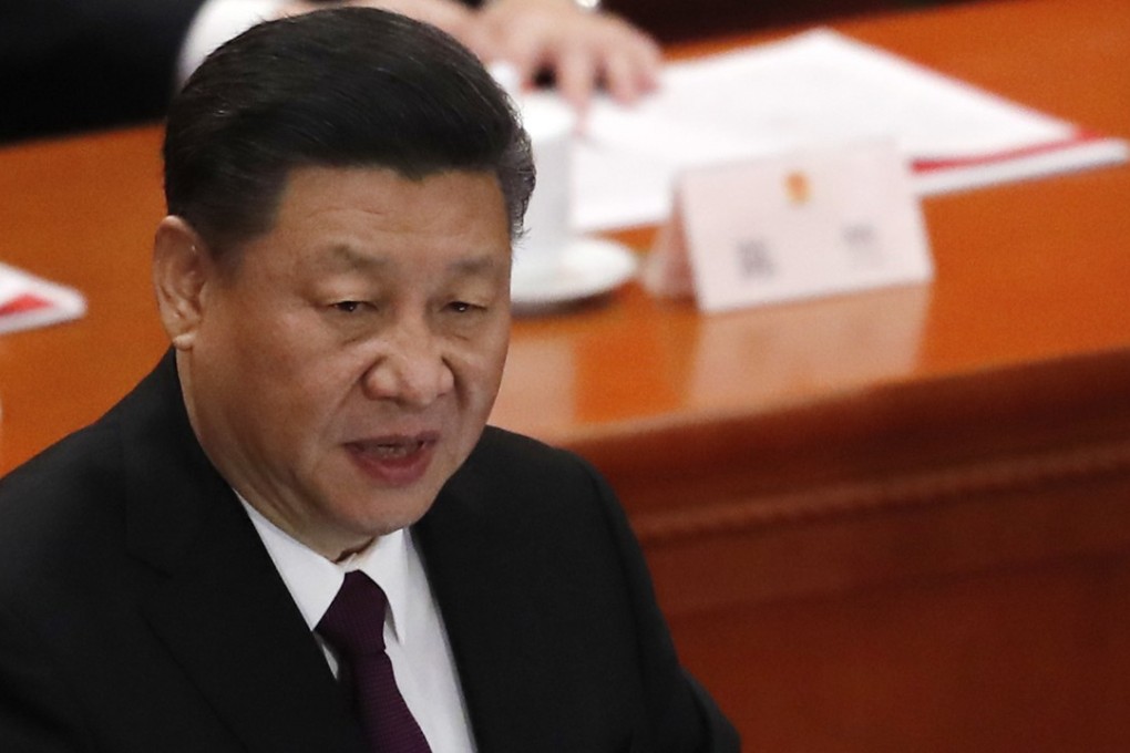 Chinese President Xi Jinping makes his closing address at the National People’s Congress. Photo: AP