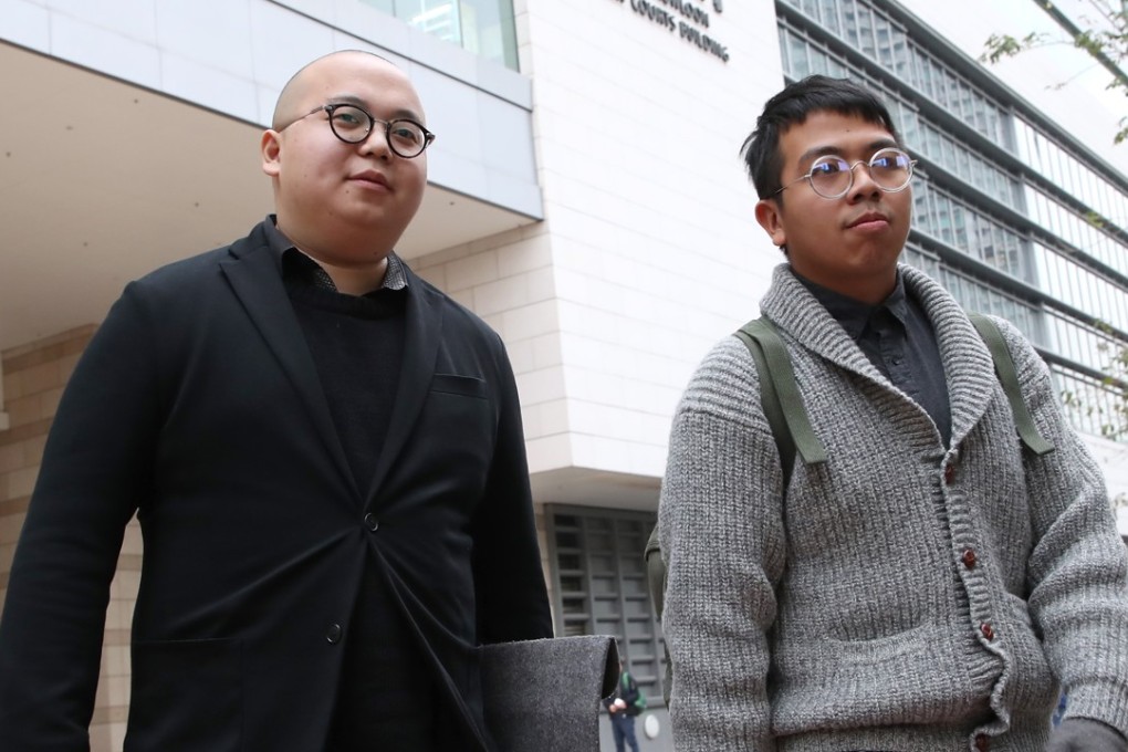 (L-R) Derek Lam and Ivan Lam admitted their involvement in a November 2016 anti-Beijing protest. Photo: Edward Wong