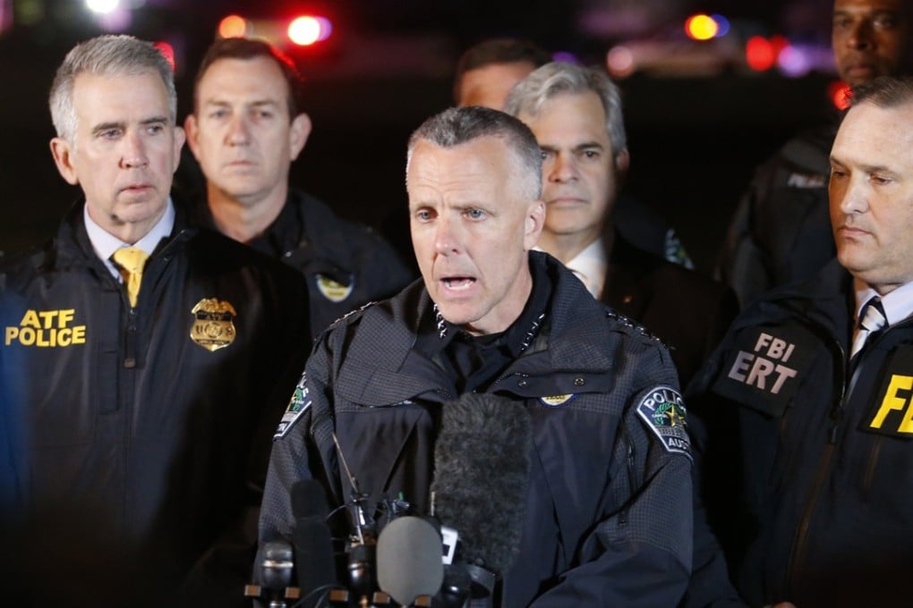 Austin police chief Brian Manley addresses the media. Photo: EPA