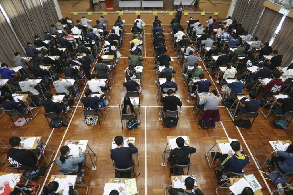 Students attending The Hong Kong Diploma of Secondary Education (HKDSE) Examination at Kowloon Technical School. Photo: Dickson Lee