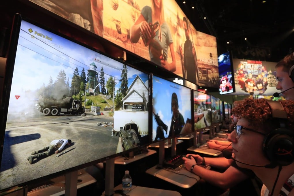 Gamers play Ubisoft’s Far Cry 5 game at the Electronic Entertainment Expo in Los Angeles, California, in June last year. The French video games publisher is best known for its Assassin’s Creed and South Park games. Photo: EPA