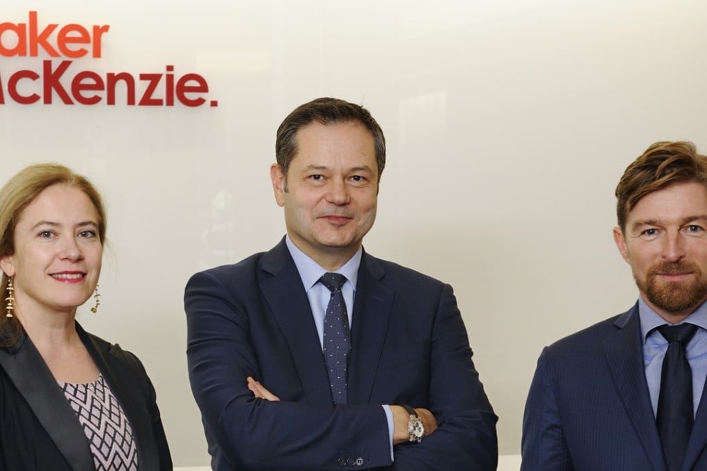 (From left) Anne Quenedey, partner; Arnaud Cabanes, managing partner of Baker McKenzie’s Paris office; and Richard Mugni, partner