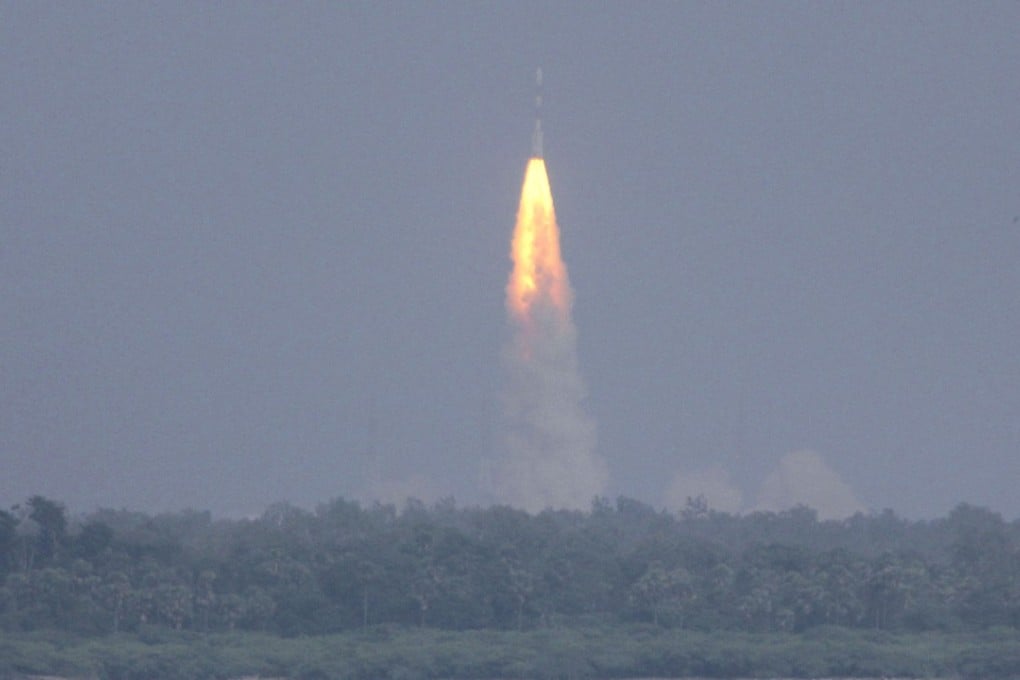The Polar Satellite Launch Vehicle rocket lifts off carrying India's Mars spacecraft in 2013. File photo: AP