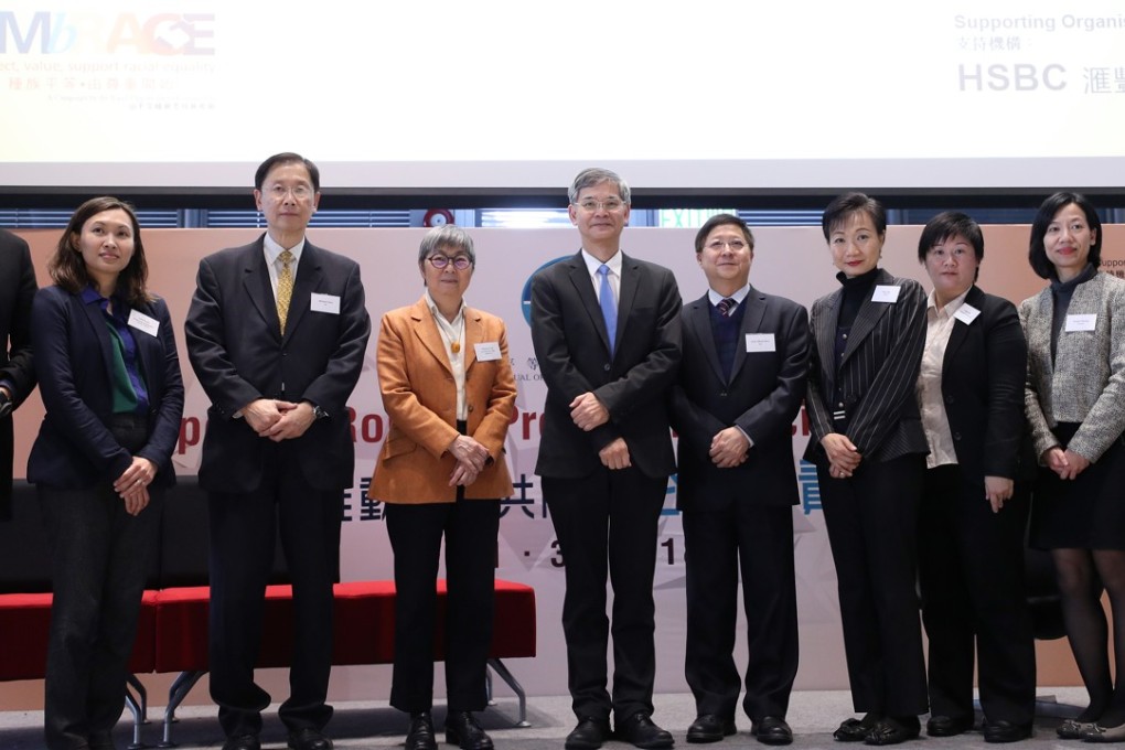 Participants at the seminar to mark International Day for the Elimination of Racial Discrimination with Secretary for Labour and Welfare Law Chi-kwong (fifth from left). Photo: Winson Wong