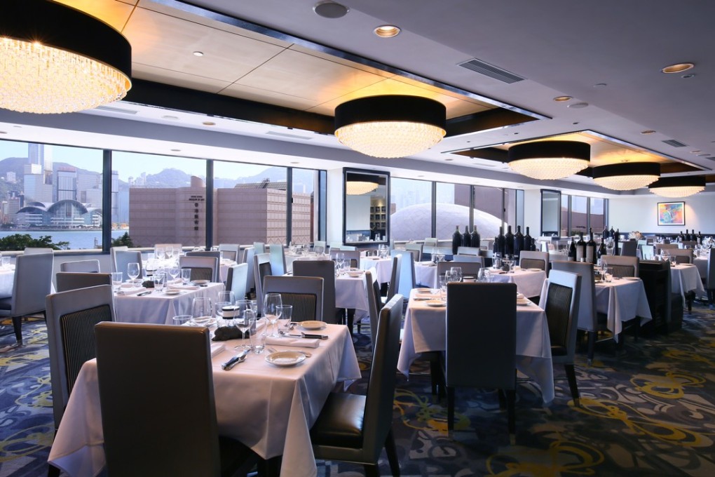 Floor-to-ceiling windows run the length of the restaurant at Morton's of Chicago.