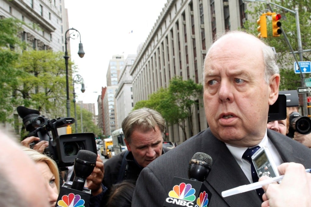 Lawyer John Dowd is interviewed by reporters outside a New York court on May 11, 2011. The lead lawyer of US President Donald Trump, Dowd resigned on Thursday. Photo: Reuters