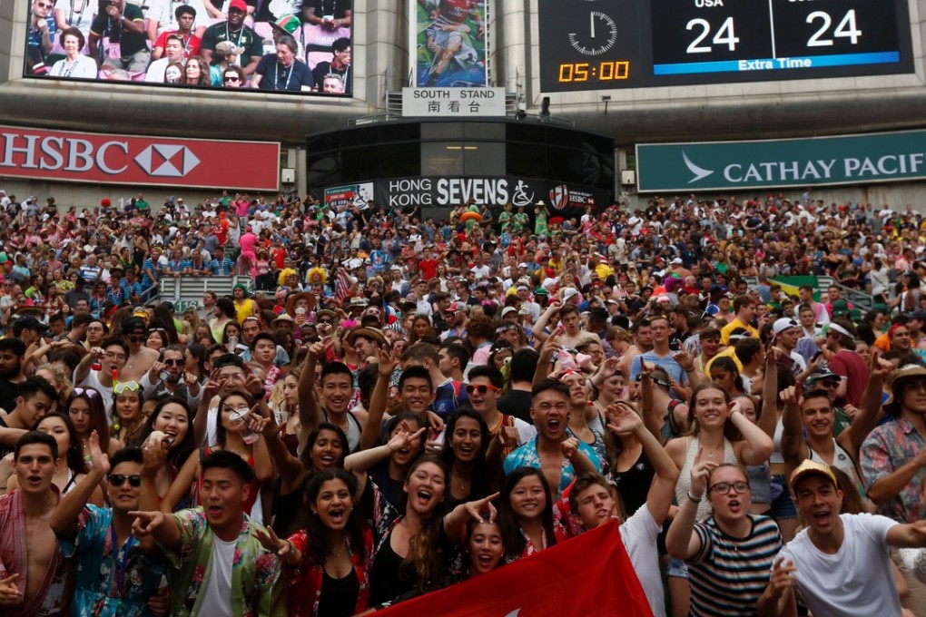 Rugby is often an afterthought in the South Stand at the Hong Kong Sevens. Photo: Reuters