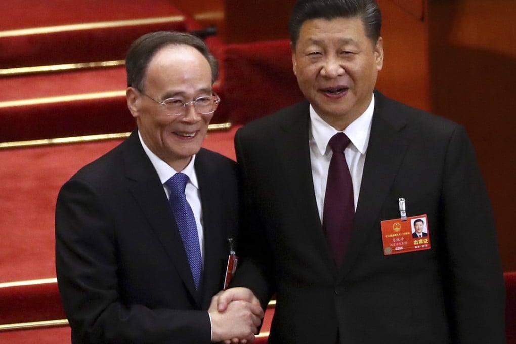 Newly elected vice-president Wang Qishan (left) will be in the front lines as President Xi Jinping’s diplomatic team deals with Washington. Photo: AP Photo