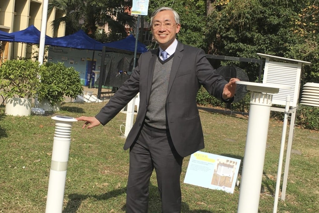 Shun Chi-ming with the Observatory’s microclimate stations. Photo: Handout