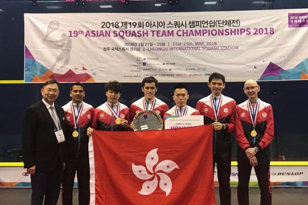 Hong Kong's men's squash team celebrate their victory at the Asian Team Championships in South Korea. Photos: Handout