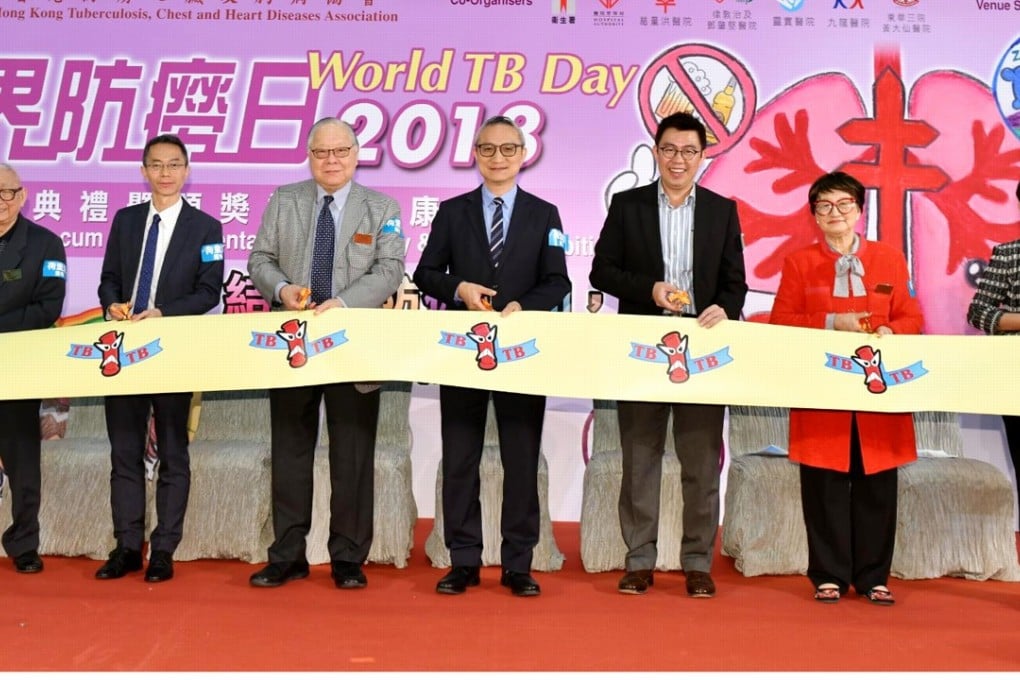 Hong Kong health officials including Undersecretary for Food and Health Dr Chui Tak-yi (centre) raising awareness for World Tuberculosis Day. Photo: Information Services Department