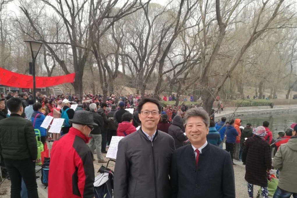 Ronny Tong Ka-wah, convenor of the Path of Democracy think tank, met Zhang Xiaoming, director of the State Council’s Hong Kong and Macau Affairs Office on Friday. They visited a Beijing park to see the cherry blossom. Photo: Path of Democracy