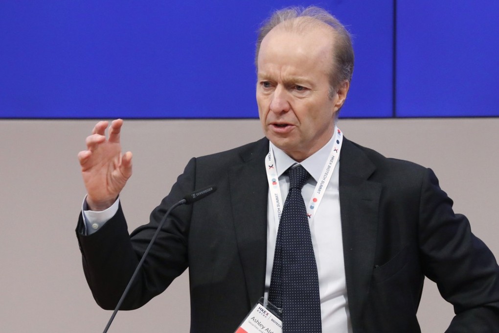 Ashley Alder, the SFC’s chief executive, speaking last week at the HKEX Biotech Summit 2018, in Hong Kong. Photo: Edward Wong