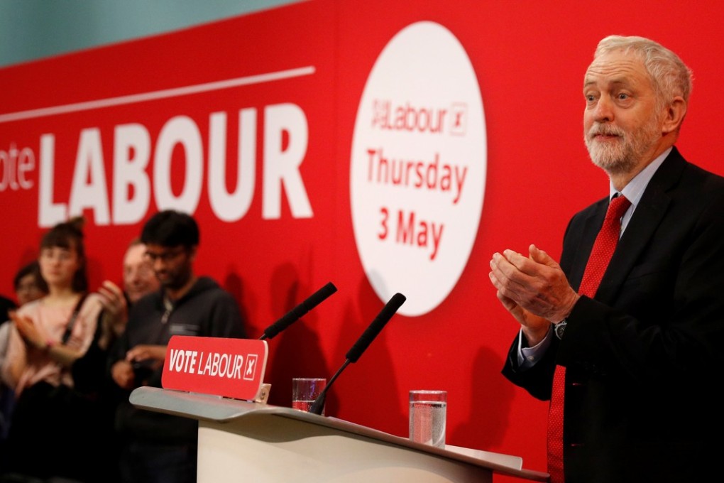 The leader of Britain's opposition Labour Party, Jeremy Corbyn, delivers a speech at the official launch of Labour's local election campaign in Manchester on March 22. Photo: Reuters