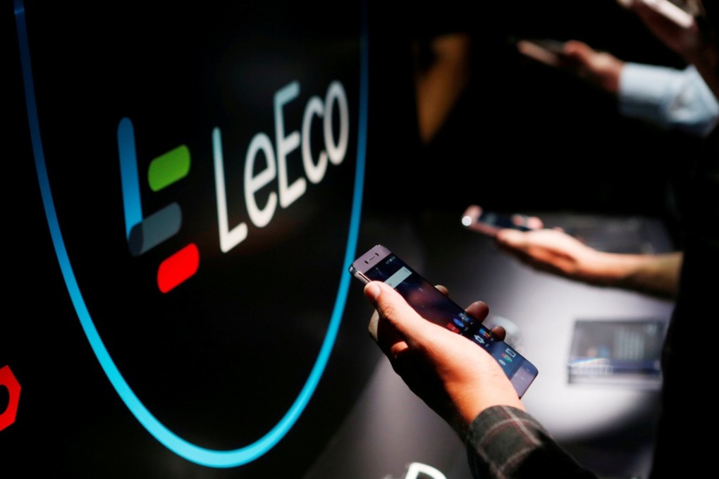 LeEco's Le Pro3 phone on display in 2016, before the company’s troubles began. Its former chairman has said the company is now insolvent. Photo: Reuters