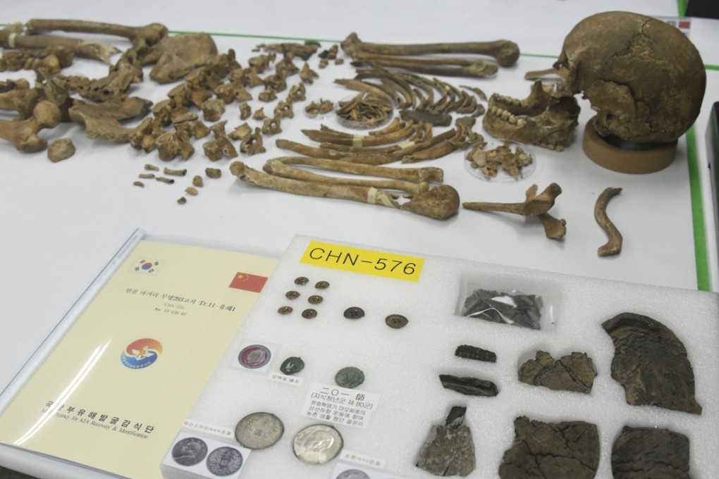 The remains of Chinese soldiers, who fought during the Korean war, during ceremonial rites in Incheon, west of Seoul. Photo: AP