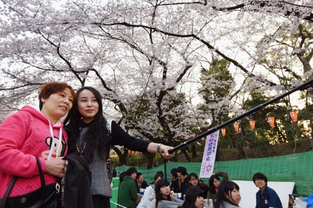 Chinese tourists in Tokyo’s Ueno Park during cherry blossom season. Picture: Kyodo
