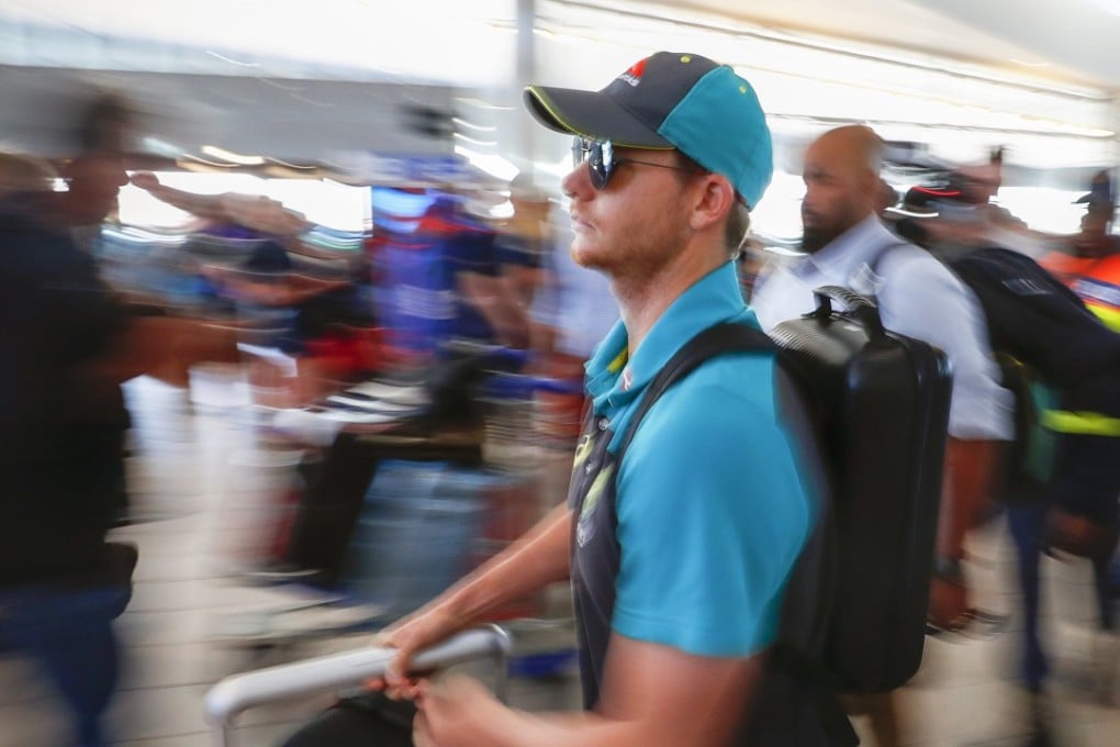 Australian cricket captain Steve Smith departs from Cape Town International airport before his ban was announced. Photo: EPA