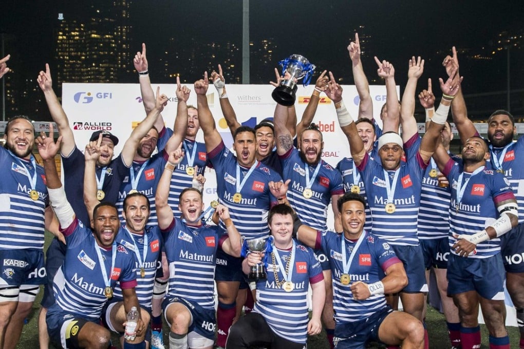 UBB Gavekal celebrate their 2017 Hong Kong Tens title. Photo: Power Sport Images