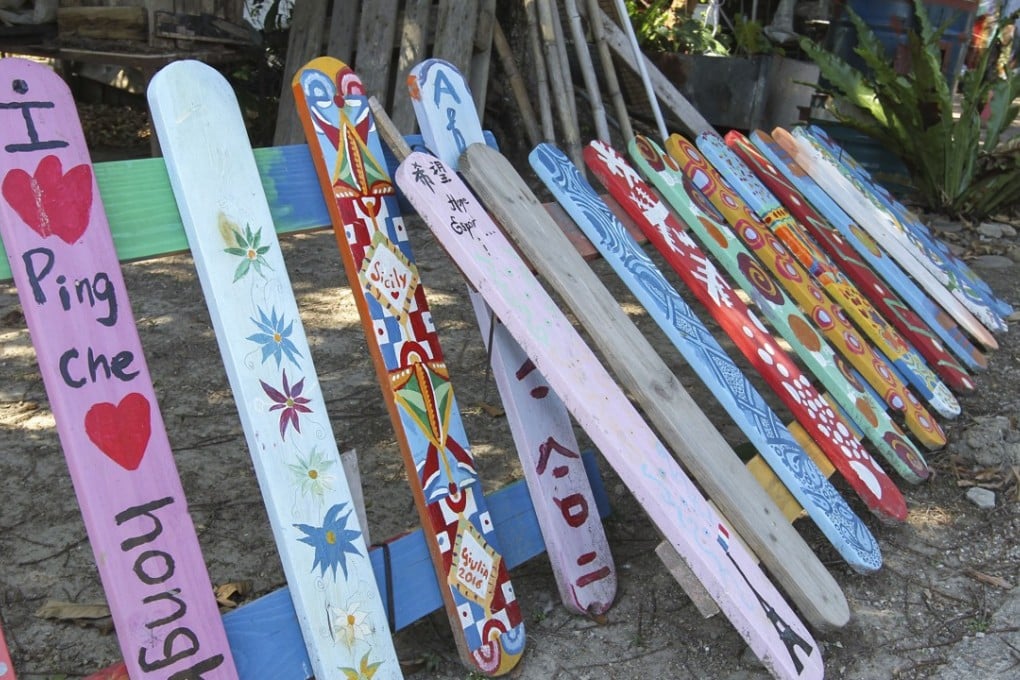 The works of local artists line pathways at the Ping Yeung Mural Village in Ping Che, Fanling, in the New Territories of Hong Kong. Photo: Roy Issa