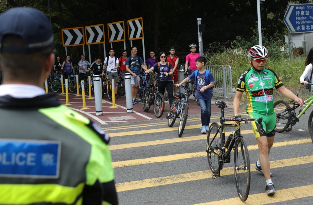 Police officers were seen on Friday on a popular track running from Sha Tin to Ma On Shan. Photo: Sam Tsang