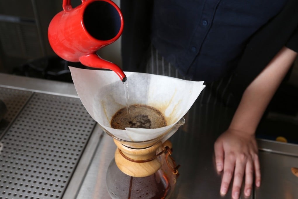 Sophie Chan makes pour-over coffee at Interval Coffee in Central. Photo: Xiaomei Chen