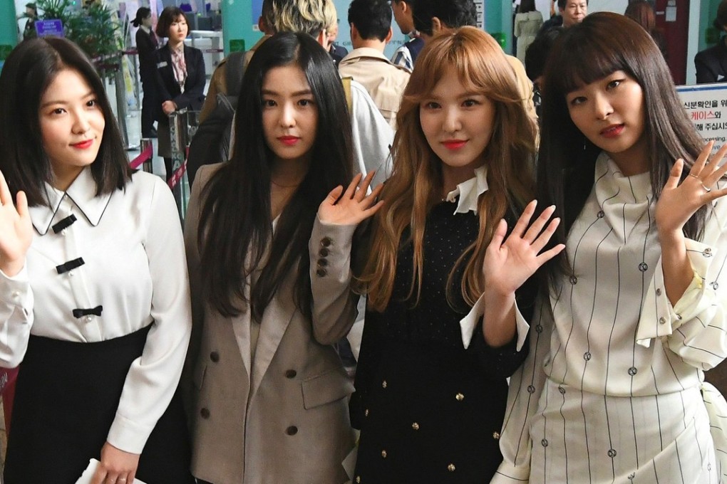 Members of K-pop girlband Red Velvet before departing. Photo: AFP