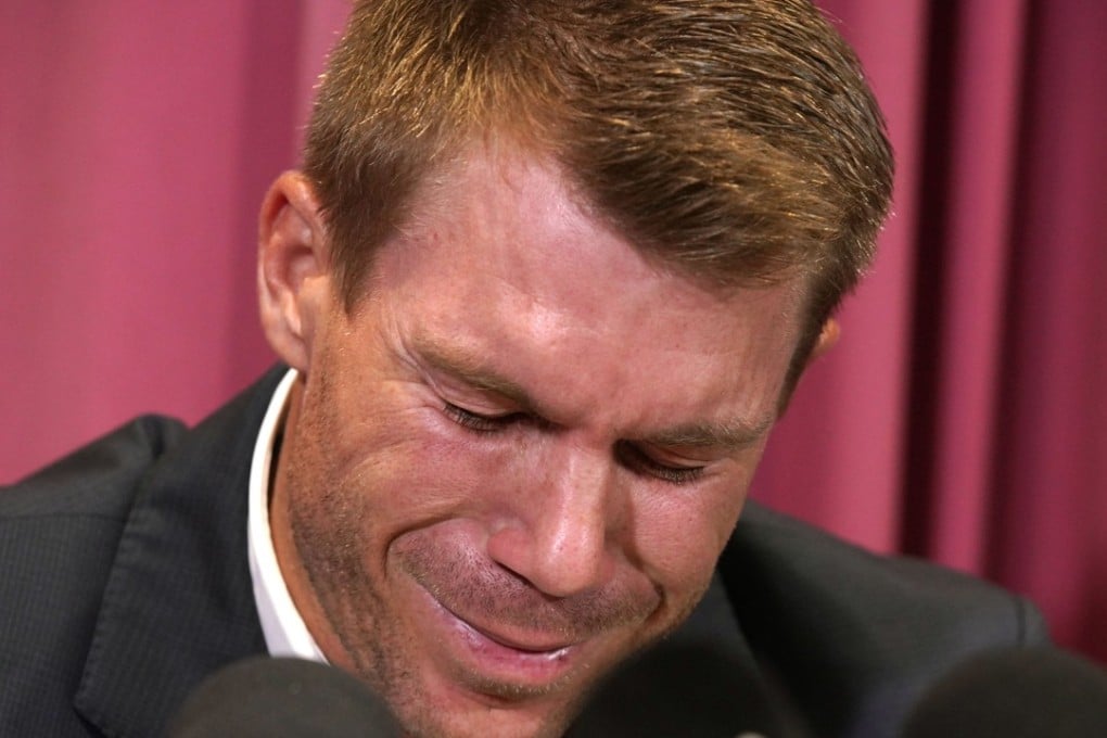 Former Australia national cricket team vice captain David Warner speaks during a press conference at the offices of Cricket New South Wales in Sydney. Photo: EPA