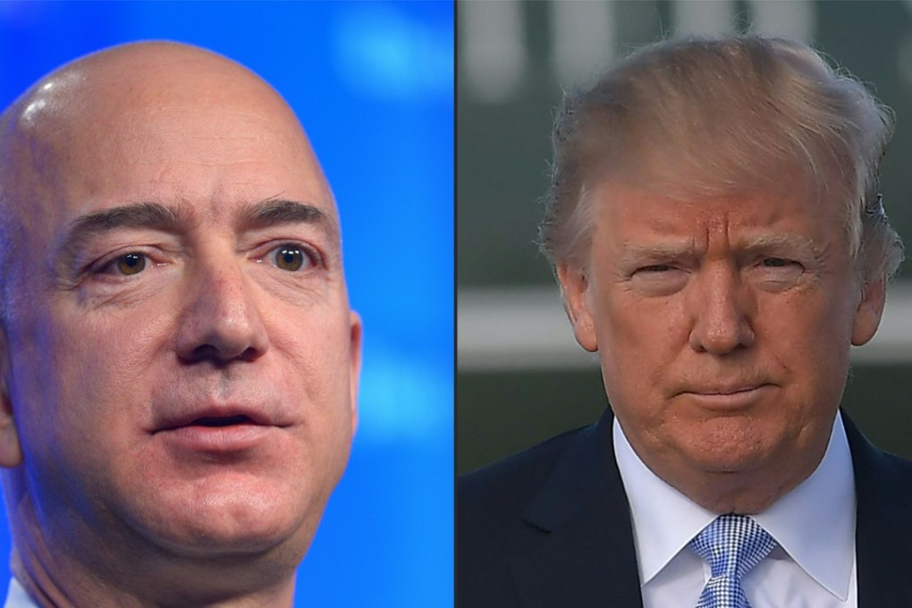 Amazon Chief Executive Officer Jeff Bezos (left), who also owns The Washington Post, has been the target of Twitter barbs by President Donald Trump. Photo: AFP