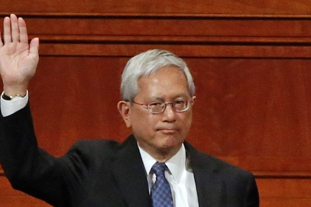 Gerrit Gong, who is Chinese-American, joined a panel called the Quorum of the Twelve Apostles at the start of a twice-annual conference of The Church of Jesus Christ of Latter-day Saints. Photo: AP