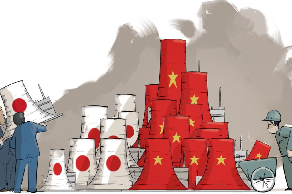 A race between Tokyo and Beijing over the construction of coal plants is already under way. Illustration: Timothy Mcevenue. timothymcevenue.net