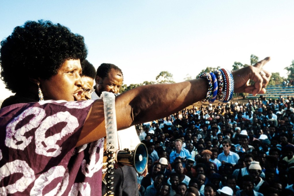 A picture taken on April 13, 1986 shows Winnie Madikizela-Mandela, then-wife of South African president Nelson Mandela, addressing a meeting in Kagiso township. Photo: Agence France-Presse