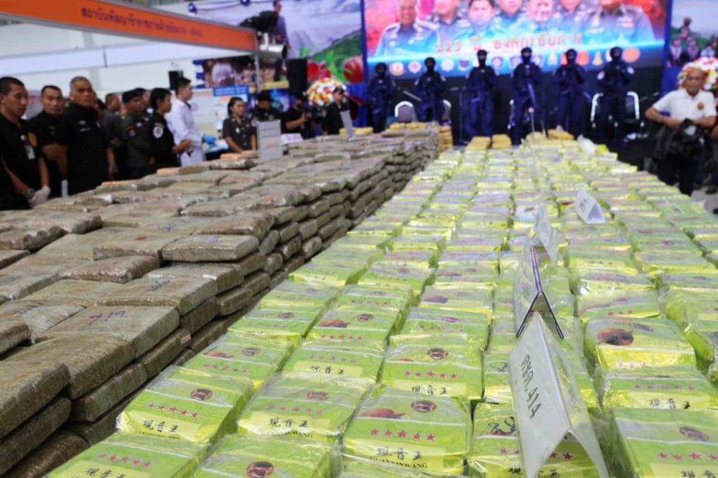 Thailand police show one of its largest crystal methamphetamine busts during a news conference in Bangkok. Photo: Reuters