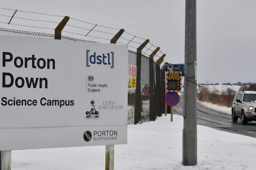 The entrance to the science park that houses the UK laboratory where samples in connection to the nerve agent attack on March 4 were taken to be analysed. Photo: AFP