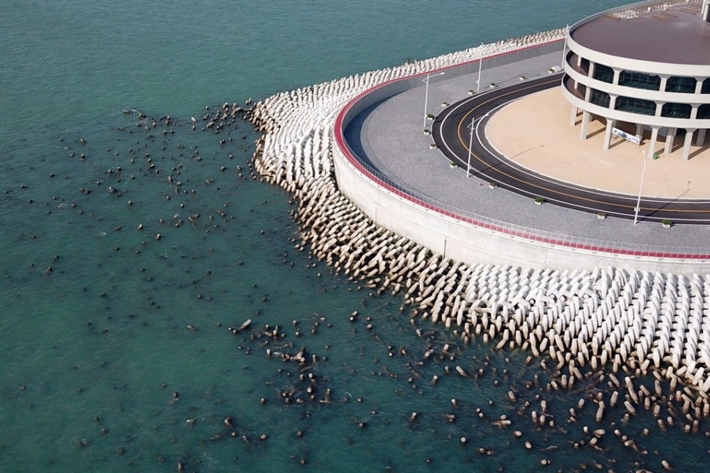 The concrete blocks appear to have drifted from the artificial island. Photo: SCMP