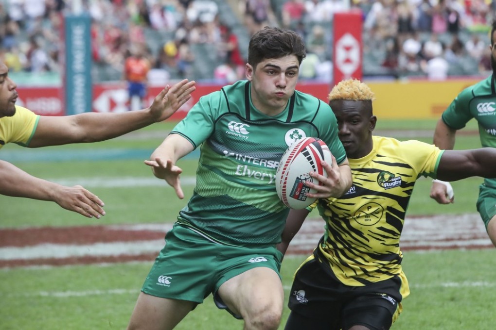 Ireland’s Jimmy O’Brien makes a break against Jamaica. Photo: Edward Wong