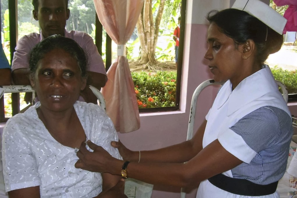 This Sri Lankan housemaid returned from Saudi Arabia with nails in her body, which she said her employer did as a form of torture during her stay there. Sri Lankan women who take up domestic work in the Middle East are being targeted by recruitment agents who order them to take contraceptives before leaving. Photo: AFP
