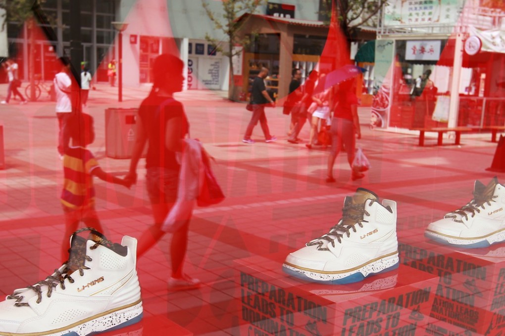 A view of the Li-ning sportswear store in downtown Beijing. Young Chinese consumers are increasingly drawn to home-grown brands. Photo: Simon Song