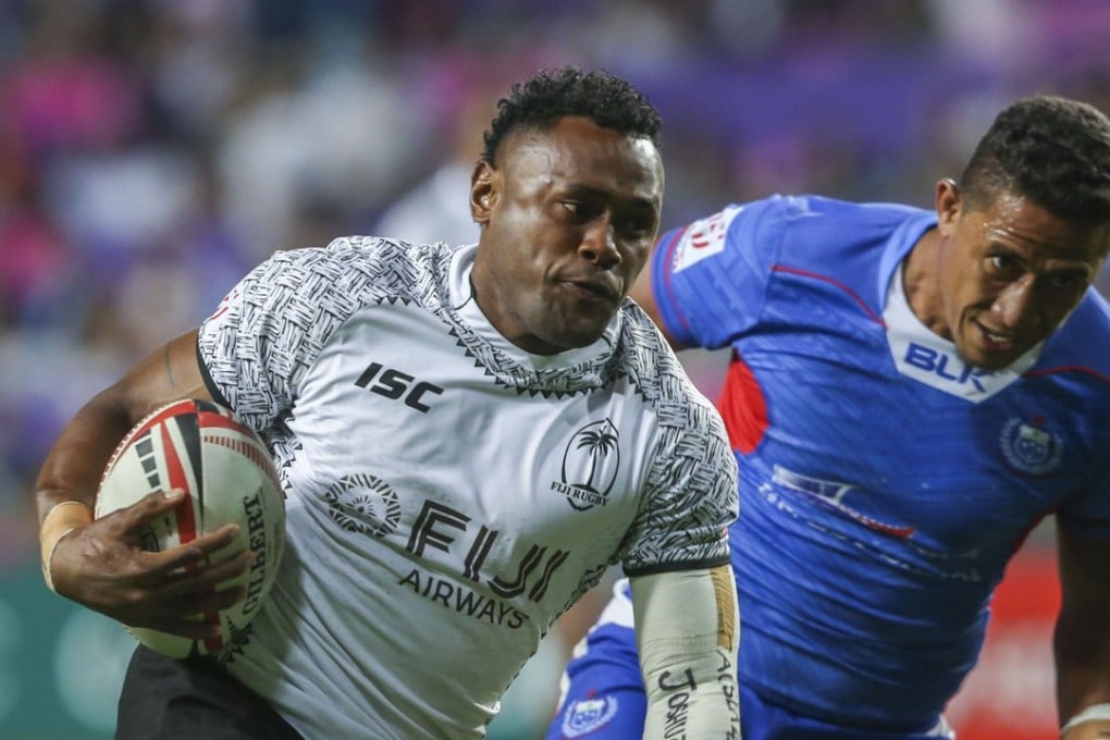 Fiji’s Amenoni Nasilasila against Samoa on the first day at the Rugby Sevens Cathay Pacific / HSBC Hong Kong Sevens, Hong Kong on April 06, 2018. Photo: Felix Wong