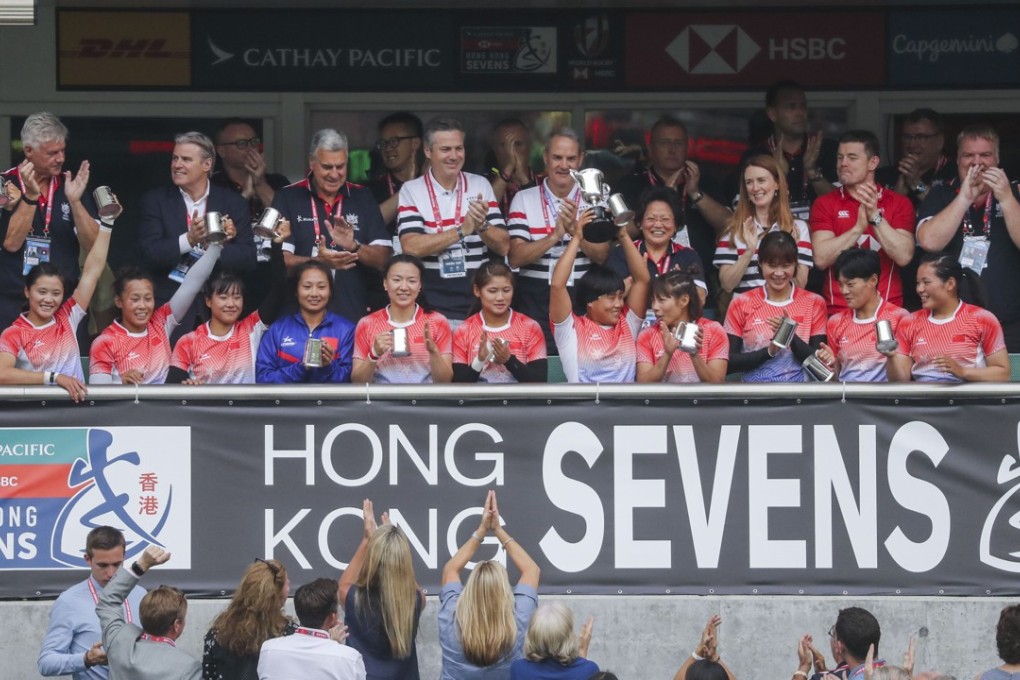 Team China win the qualifiers on the first day of the Hong Kong Rugby Sevens. Photo: Winson Wong