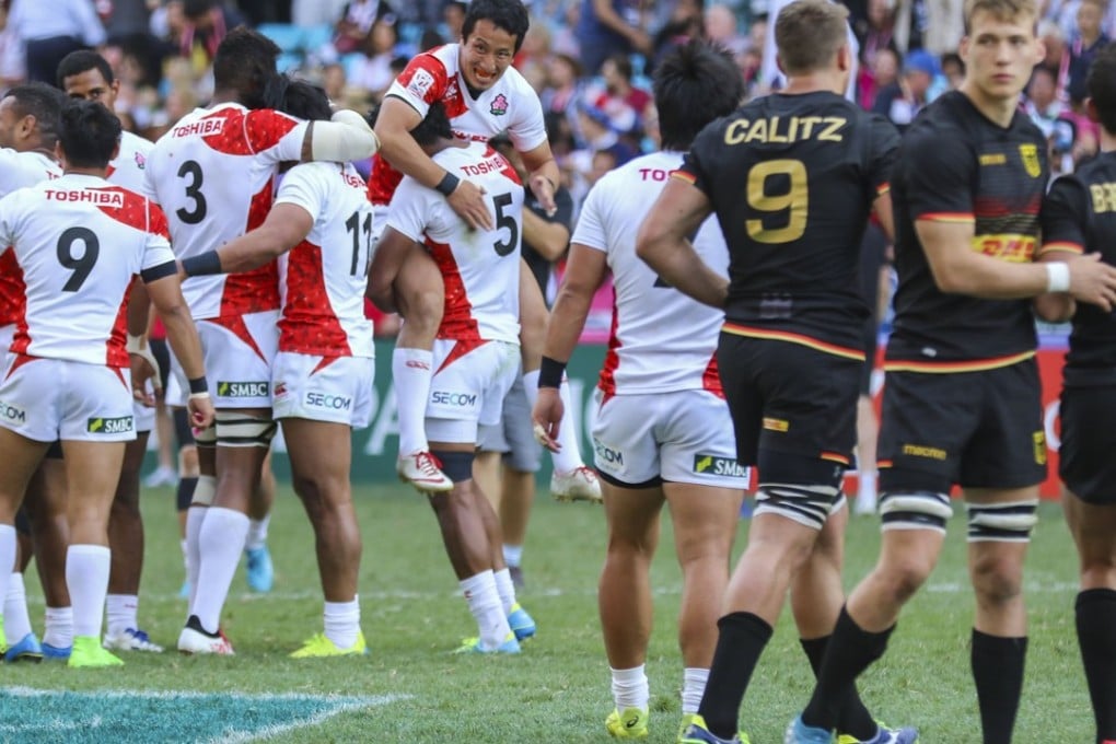 Japanese players celebrate after beating Germany in the World Series Qualifier final. Photo: May James