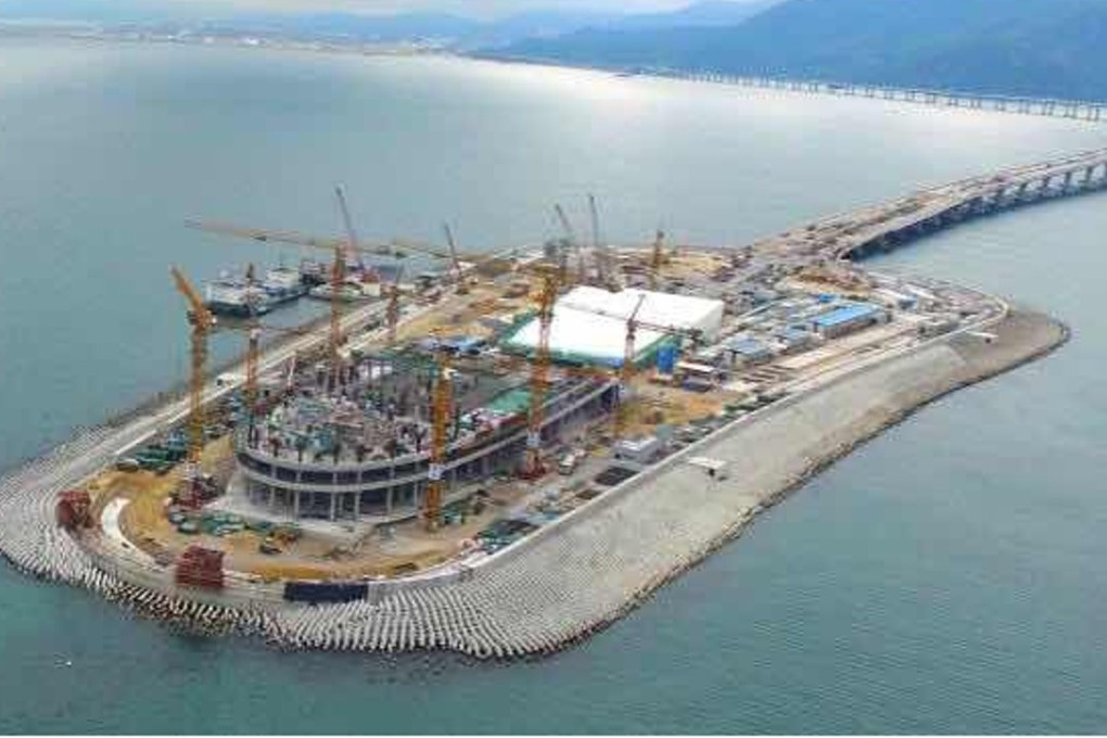 The island in May, when the concrete blocks were placed. Photo: Hong Kong-Zhuhai-Macao Bridge Authority