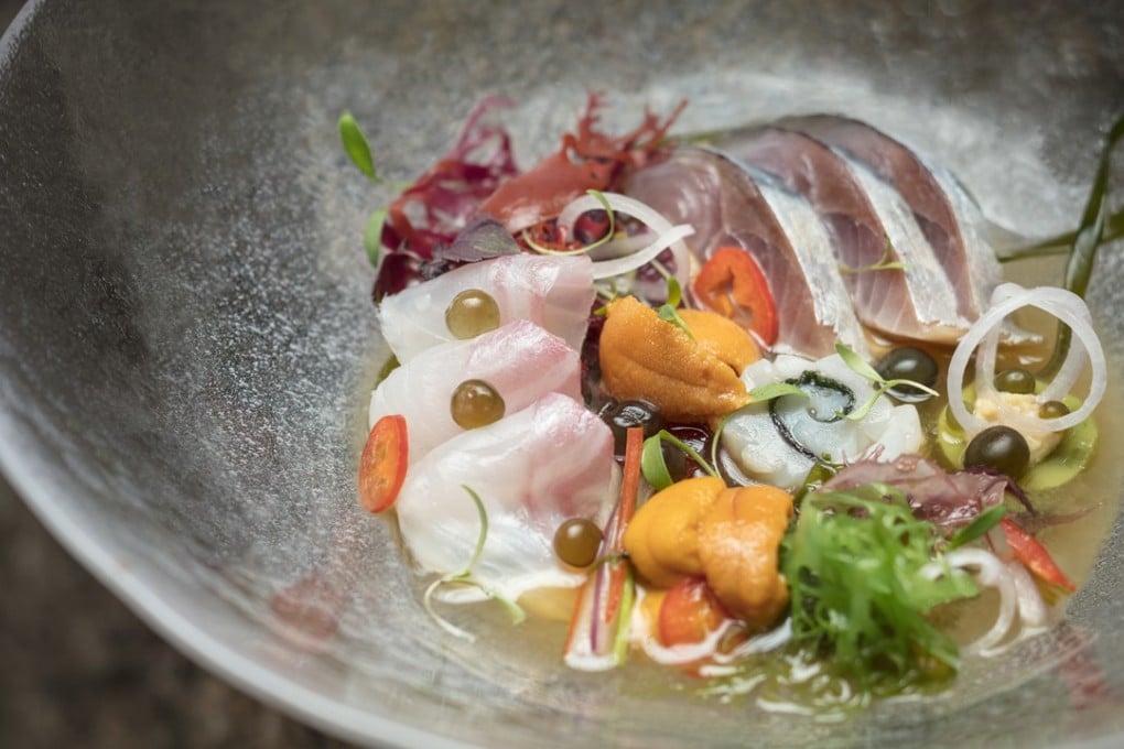 Aji’s carretilla ceviche, a classic Peruvian marinated seafood with fried calamari.