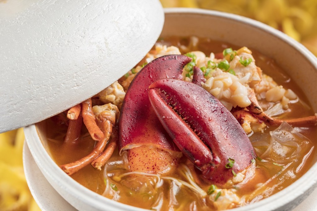 Poached Maine lobster sour yellow Sichuan chilli broth at Andrea's, at Wynn Palace Macau