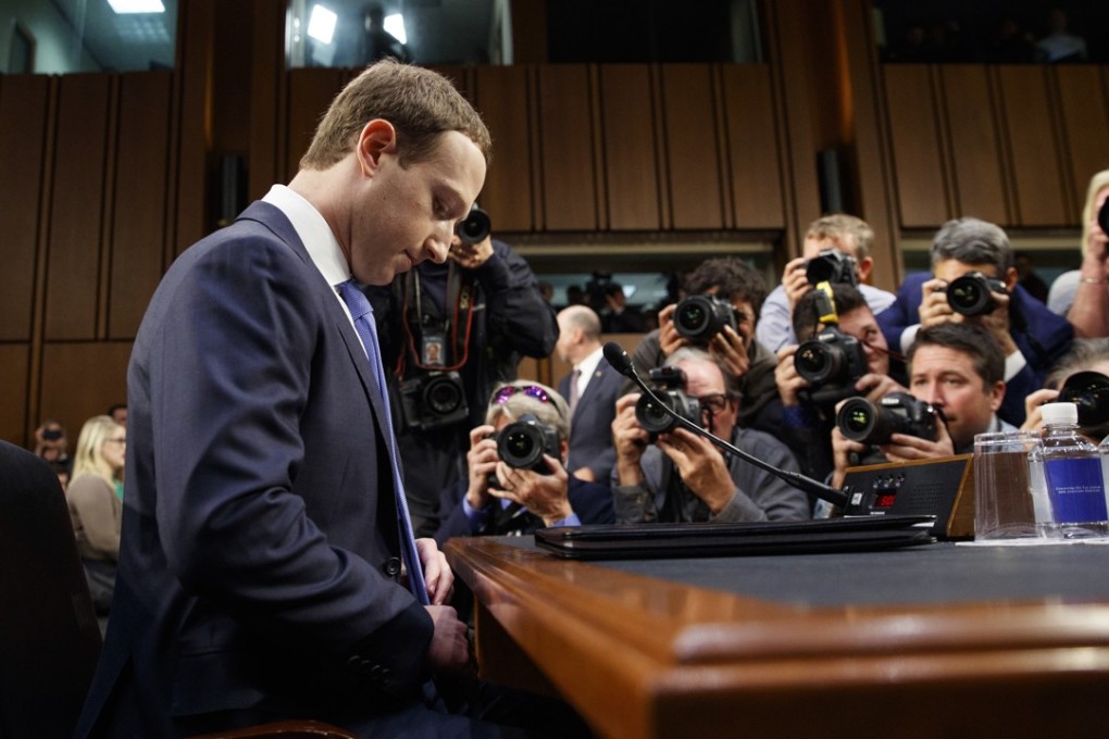Facebook CEO Mark Zuckerberg preparing to testify Tuesday before a joint hearing of the Senate Commerce and Judiciary Committees on Capitol Hill in Washington about the use of Facebook data to target American voters in the 2016 election. Photo: AP