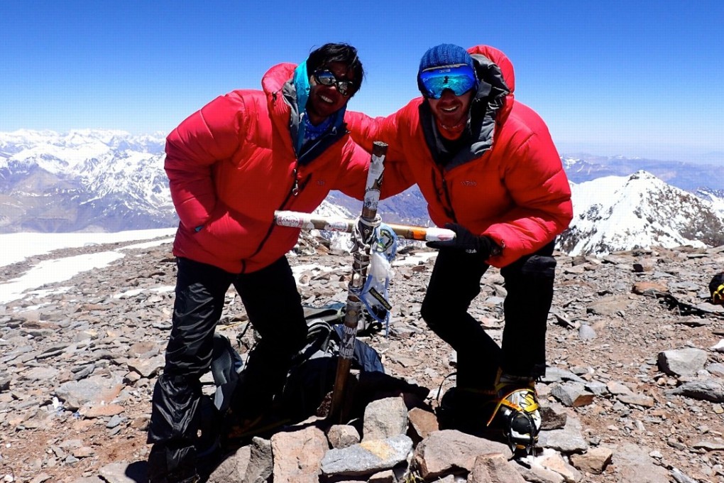 Lawrence Wong [left] and his climbing buddy Christopher Twiss on the summit of Aconcagua. Photo: Handout