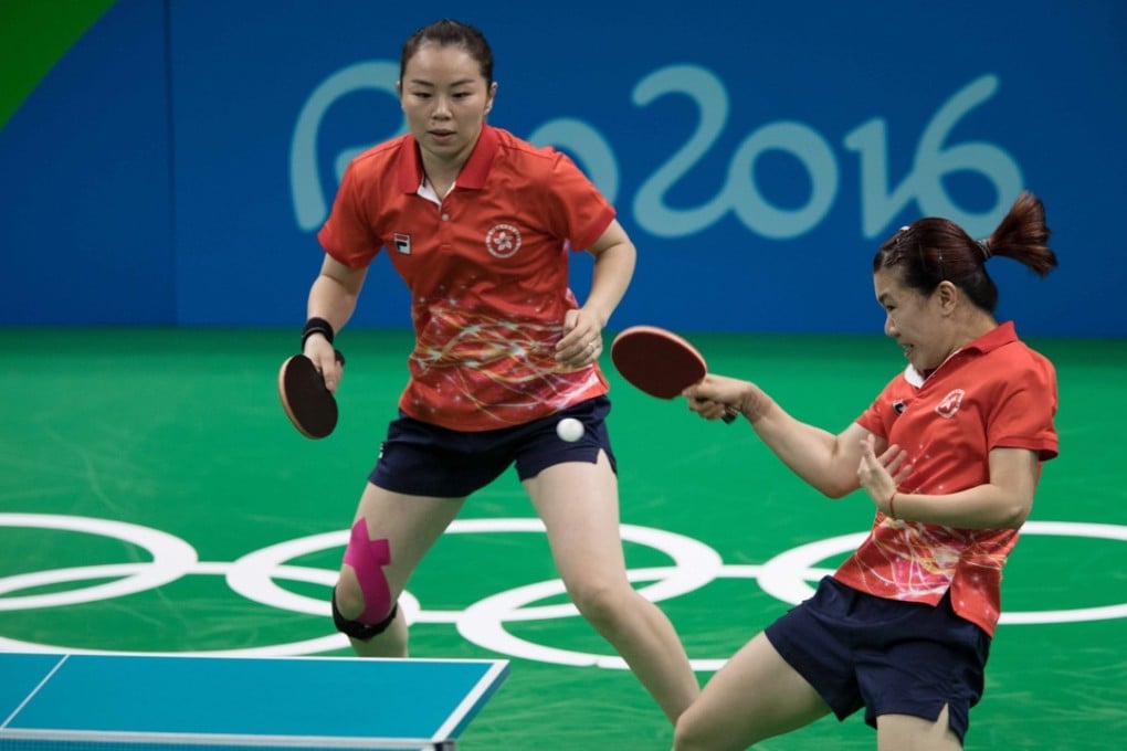 Hong Kong’s Tie Yana (left) in action with Lee Ho-ching during the women's team competition at the Rio Olympics. Photo: SF&OC